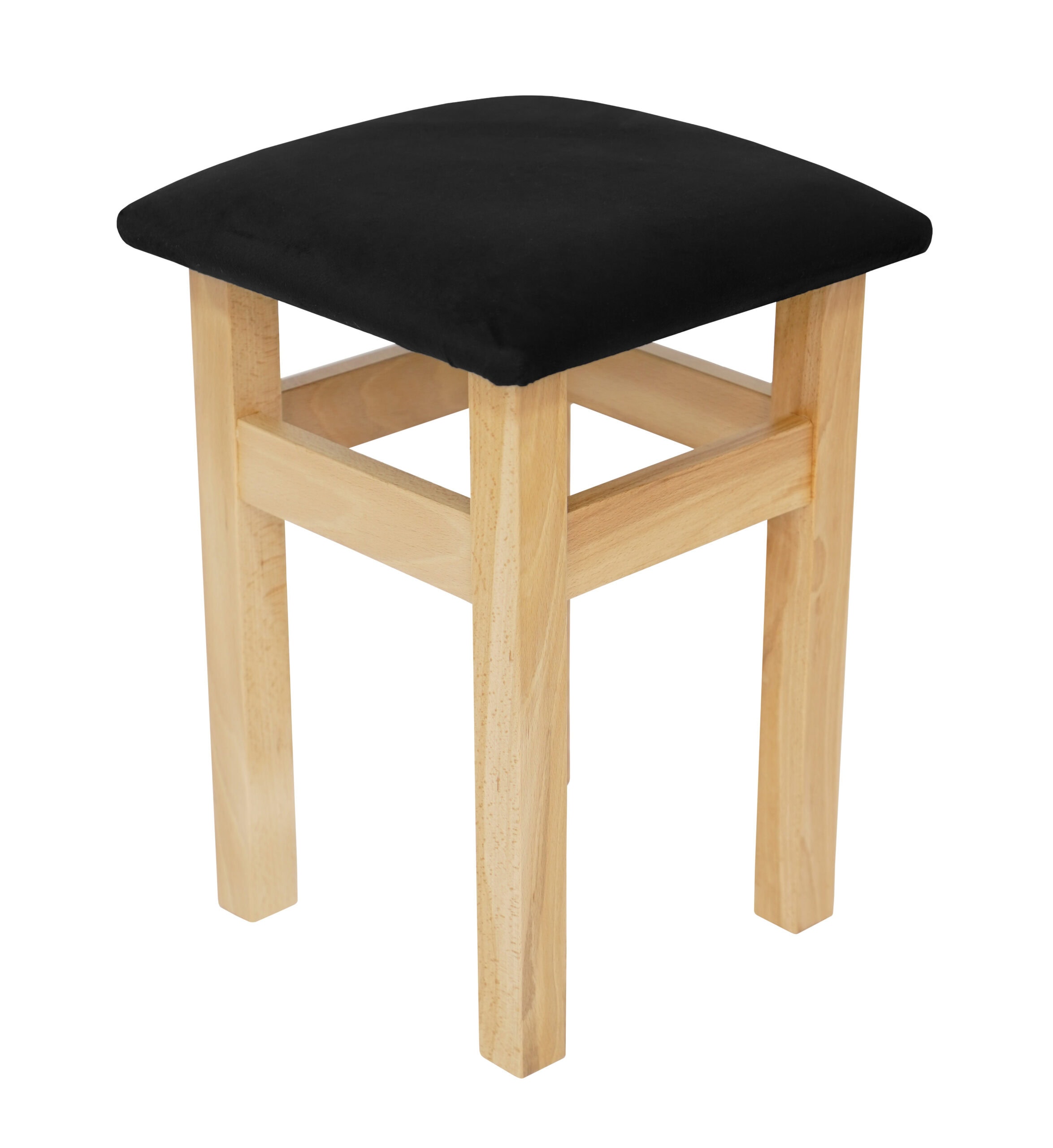 Ebony Whisper Beech Stool – Natural Beech Frame with Black Velvet Seat