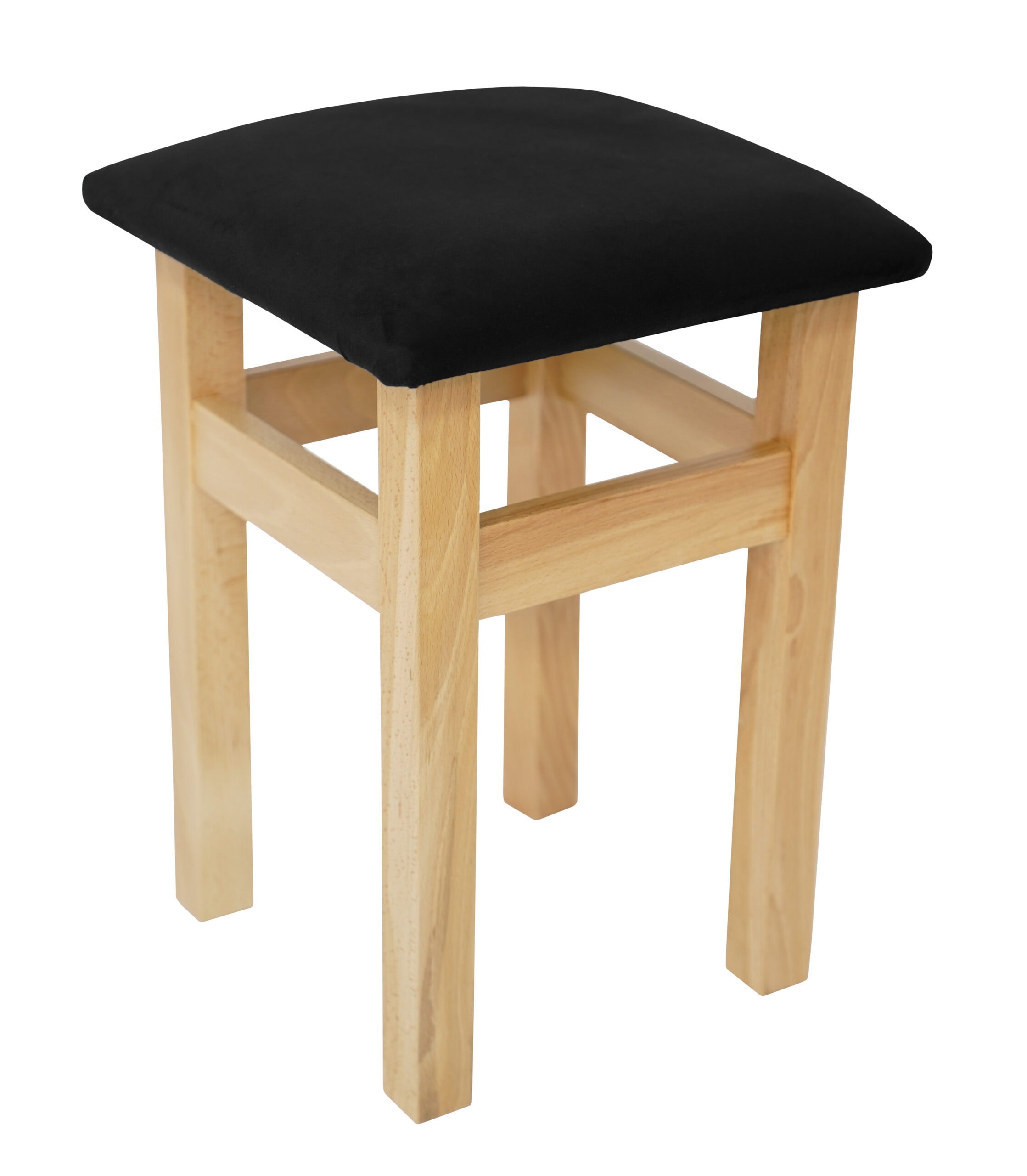 Ebony Whisper Beech Stool – Natural Beech Frame with Black Velvet Seat