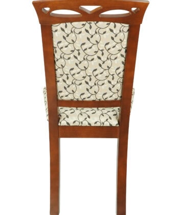 Ecco Italian Leaf Chair – Beech Walnut Frame with Beige Floral Upholstery