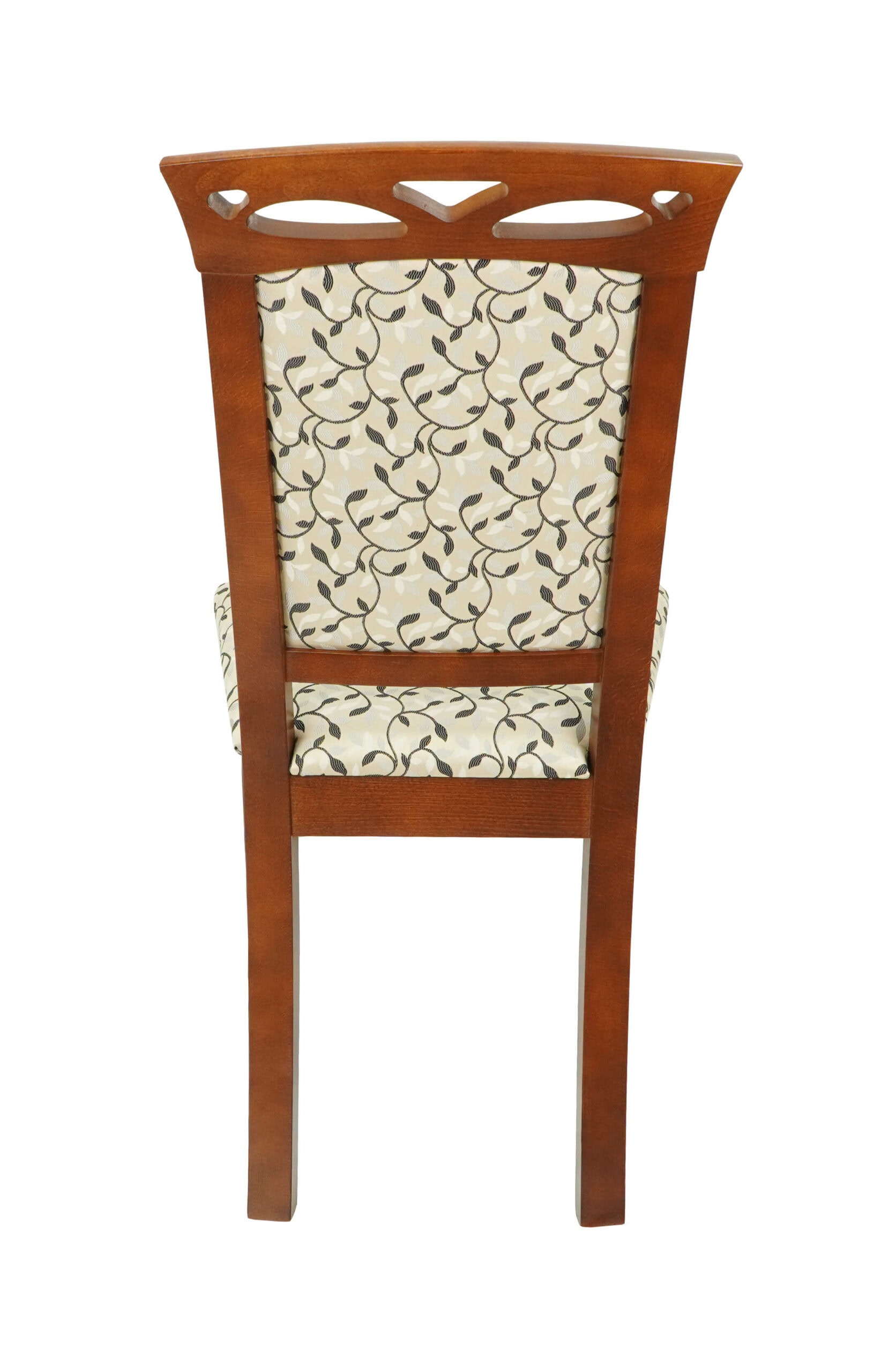 Ecco Italian Leaf Chair – Beech Walnut Frame with Beige Floral Upholstery