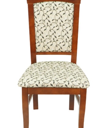 Ecco Italian Leaf Chair – Beech Walnut Frame with Beige Floral Upholstery