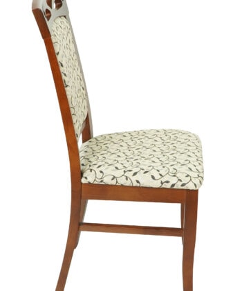 Ecco Italian Leaf Chair – Beech Walnut Frame with Beige Floral Upholstery