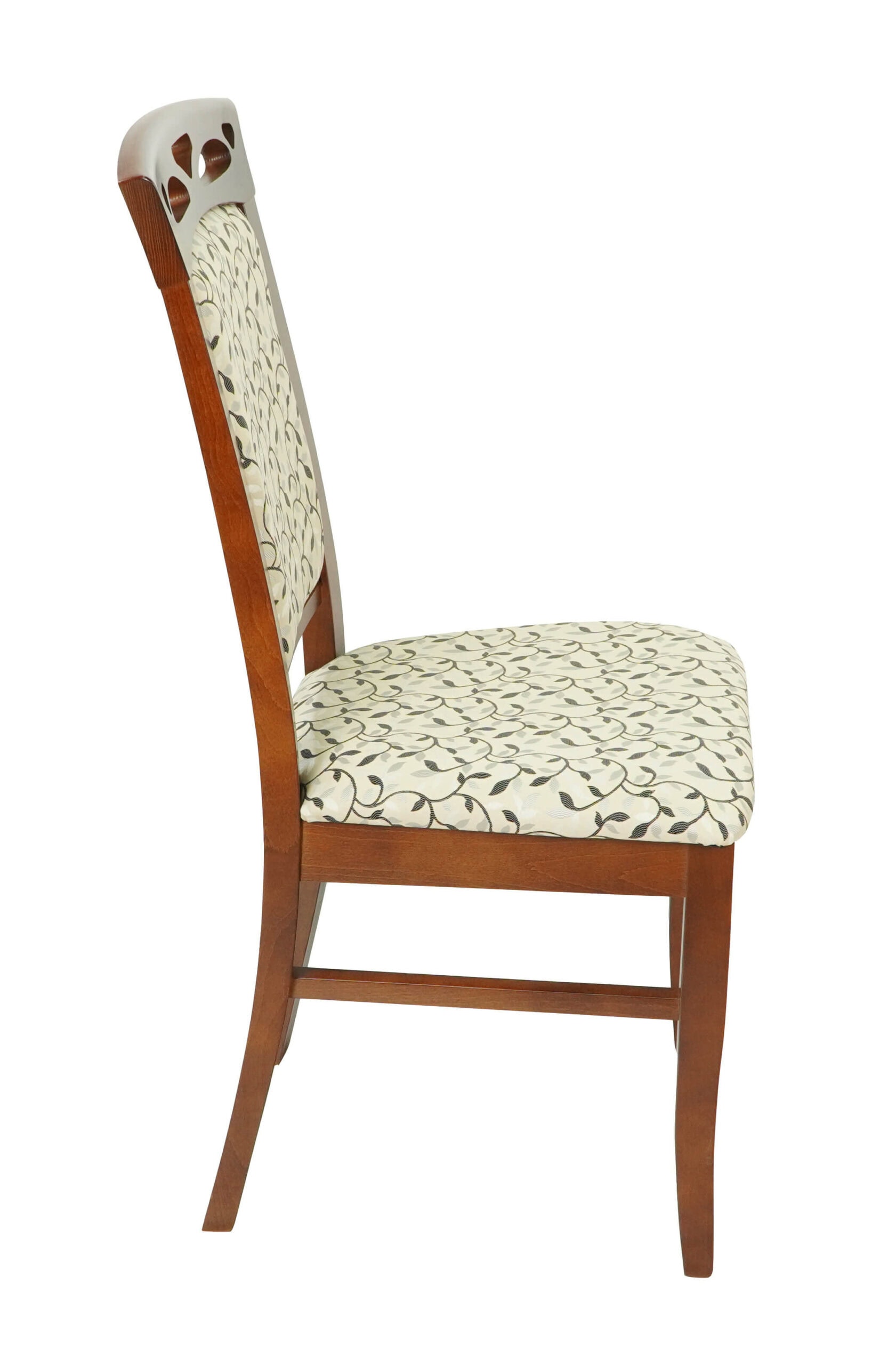 Ecco Italian Leaf Chair – Beech Walnut Frame with Beige Floral Upholstery
