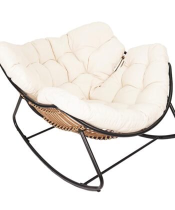 Edison Natural Rattan Rocking Chair – Beige Outdoor Lounge Rocker