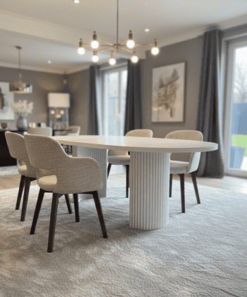 ELEMENTS Rail-Extend Table – 180cm Cashmere Top, Steel Base, Compact Luxury
