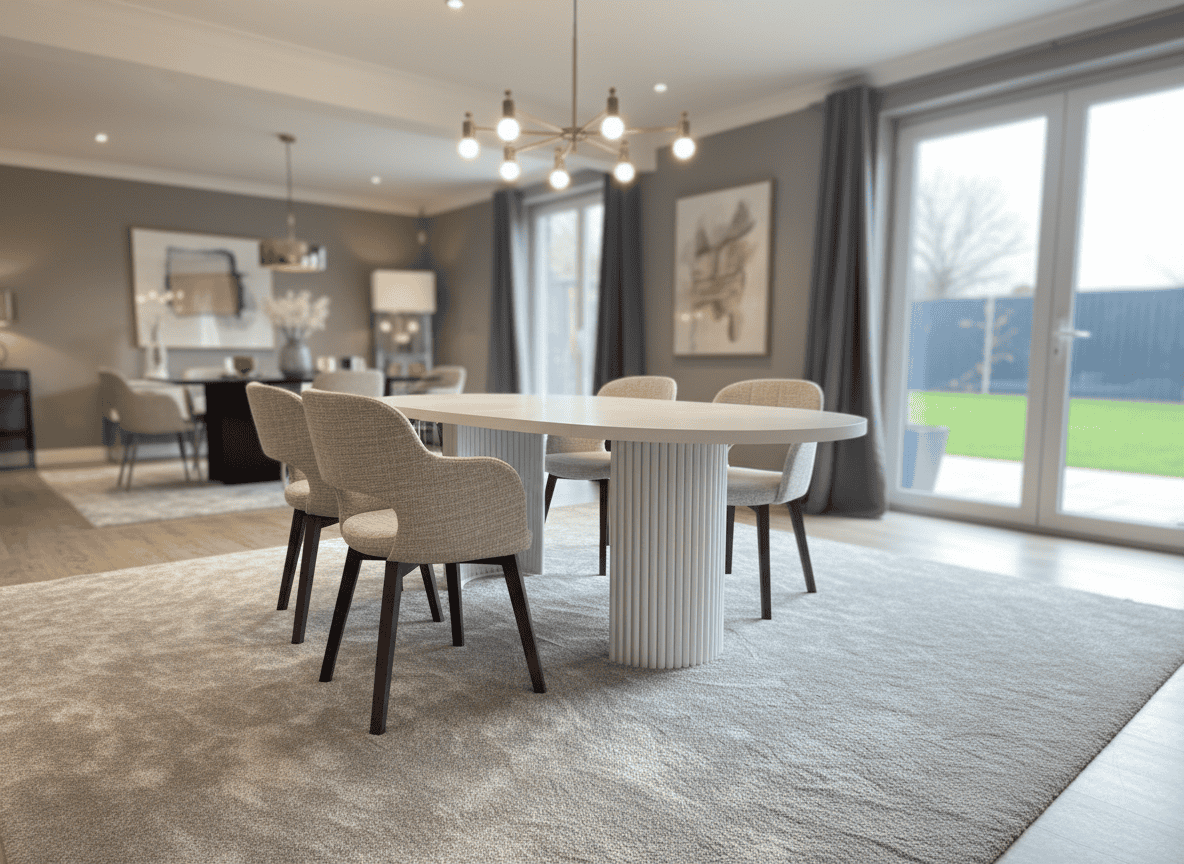 ELEMENTS Rail-Extend Table – 180cm Cashmere Top, Steel Base, Compact Luxury