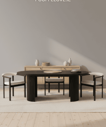 ELEMENTS Rail-Extend Table – 180cm Cashmere Top, Steel Base, Compact Luxury