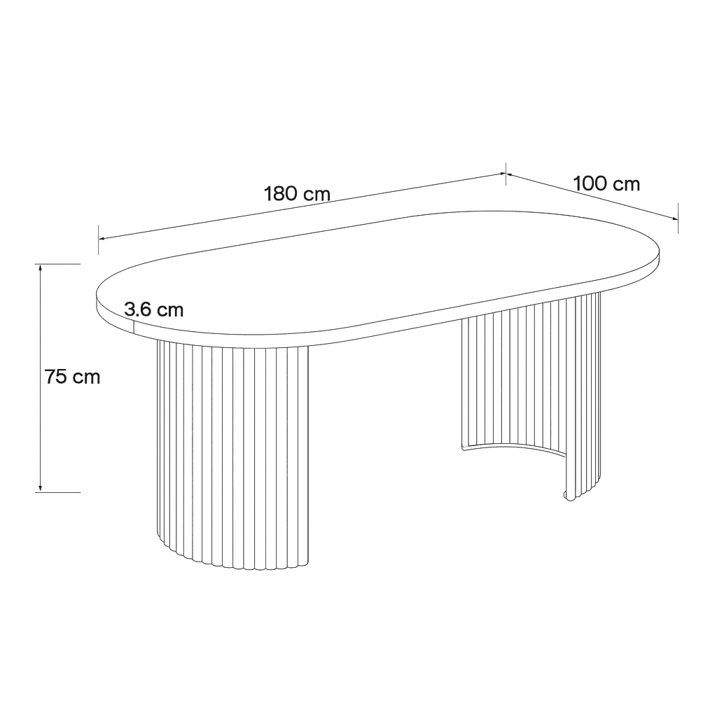 ELEMENTS Rail-Extend Table – 180cm Cashmere Top, Steel Base, Compact Luxury