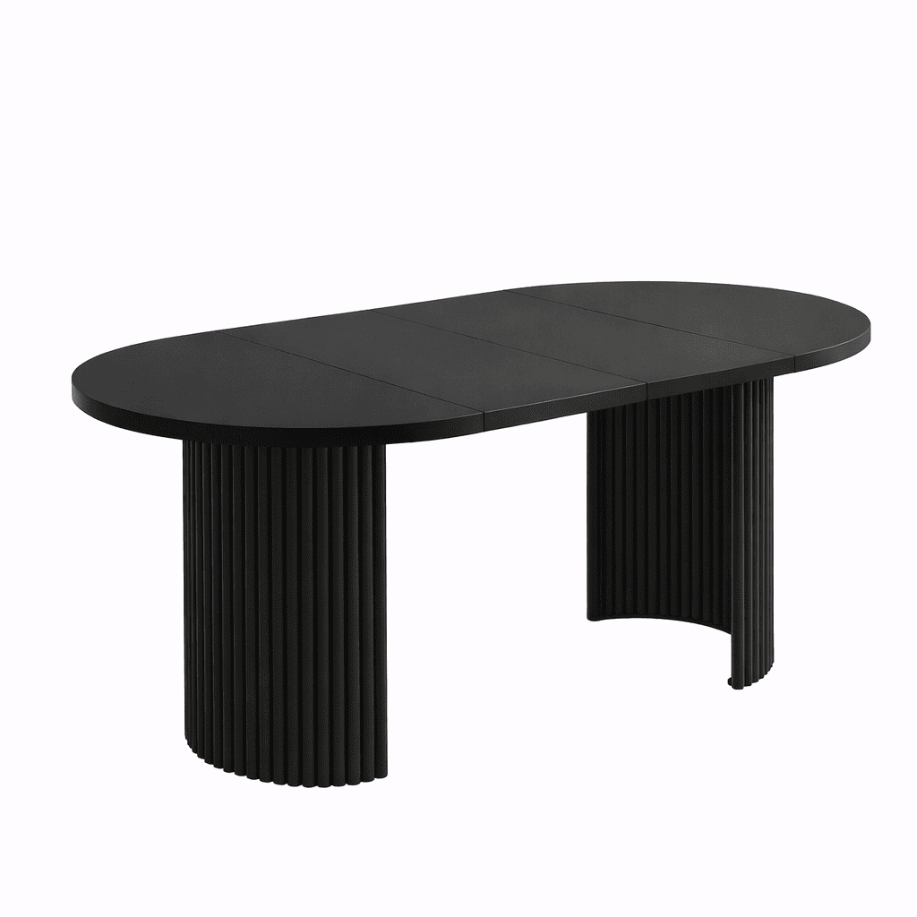 ELEMENTS Rail-Extend Table – 180cm Cashmere Top, Steel Base, Compact Luxury