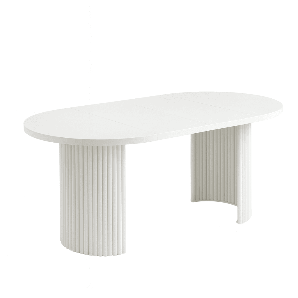 ELEMENTS Rail-Extend Table – 180cm Cashmere Top, Steel Base, Compact Luxury