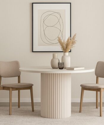 ELEMENTS Rail-Extend Table – 180cm Cashmere Top, Steel Base, Compact Luxury