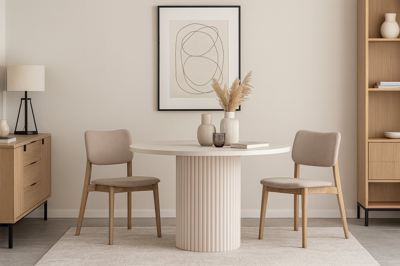 ELEMENTS Rail-Extend Table – 180cm Cashmere Top, Steel Base, Compact Luxury