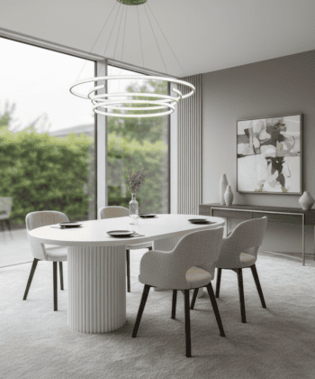 ELEMENTS Rail-Extend Table – 180cm Cashmere Top, Steel Base, Compact Luxury