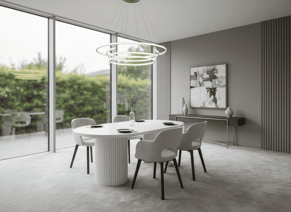 ELEMENTS Rail-Extend Table – 180cm Cashmere Top, Steel Base, Compact Luxury