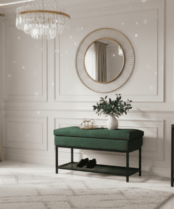 Emerald Vault Storage Ottoman – Bottle Green Velvet with Hidden Compartment