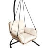 Erica Beige Hanging Egg Chair – Natural Rattan Cocoon with Cushions