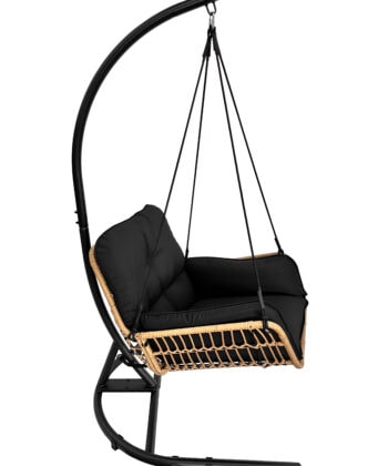 Erica Beige Hanging Egg Chair &ndash; Natural Rattan Cocoon with Cushions
