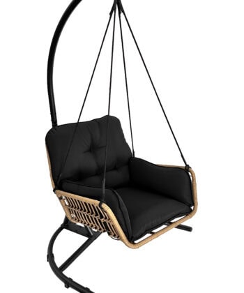 Erica Beige Hanging Egg Chair &ndash; Natural Rattan Cocoon with Cushions