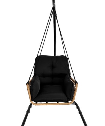 Erica Beige Hanging Egg Chair &ndash; Natural Rattan Cocoon with Cushions