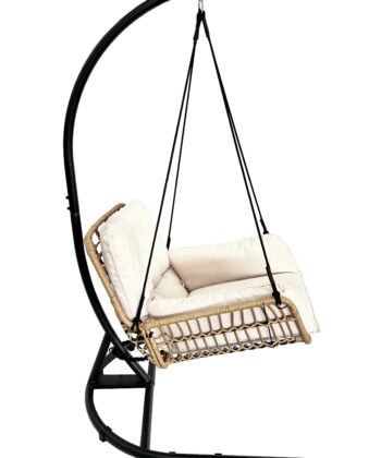 Erica Beige Hanging Egg Chair &ndash; Natural Rattan Cocoon with Cushions