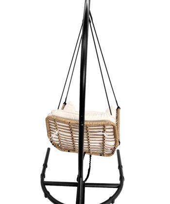 Erica Beige Hanging Egg Chair &ndash; Natural Rattan Cocoon with Cushions