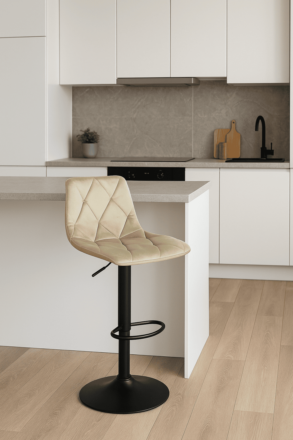 Figa Velvet Bar Stool – Brown Velvet Kitchen Counter Seat