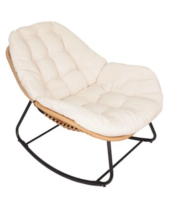 Travis Beige Rattan Rocking Chair – Luxury Outdoor Indoor Lounge Rocker