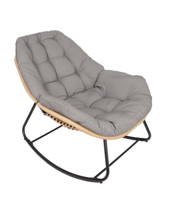 Travis Grey Rattan Rocking Chair – Garden, Terrace and Living Room Relax Seat