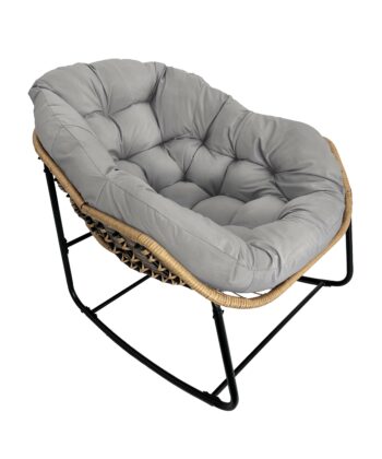 Leo Grey Rattan Rocking Chair – Garden, Terrace and Living Room Relax Seat