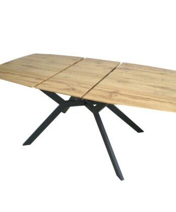 Harbourline Loft Extend Dining Table – Natural Oak 140–180x90cm Black Steel Legs