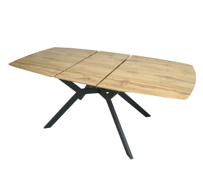 Harbourline Loft Extend Dining Table – Natural Oak 140–180x90cm Black Steel Legs