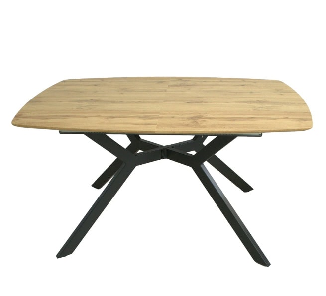 Harbourline Loft Extend Dining Table – Natural Oak 140–180x90cm Black Steel Legs