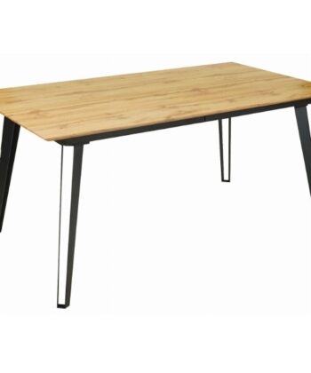 Ironwood Loft Extendable Dining Table – Natural Oak 160-200x90cm Black Metal Base
