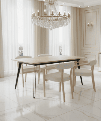 Ironwood Loft Extendable Dining Table – Natural Oak 160-200x90cm Black Metal Base