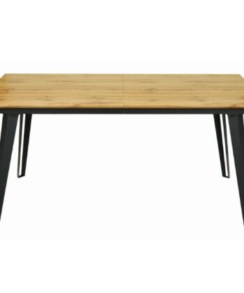 Ironwood Loft Extendable Dining Table – Natural Oak 160-200x90cm Black Metal Base
