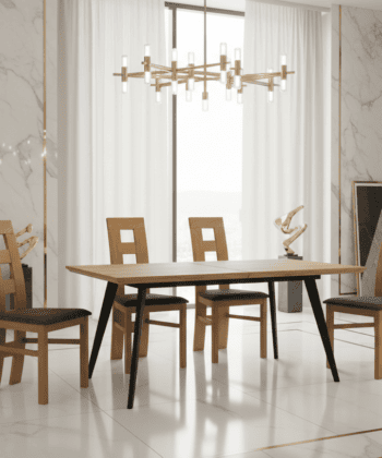 Ironwood Loft Extendable Dining Table – Natural Oak 160-200x90cm Black Metal Base
