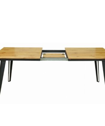Ironwood Loft Extendable Dining Table – Natural Oak 160-200x90cm Black Metal Base