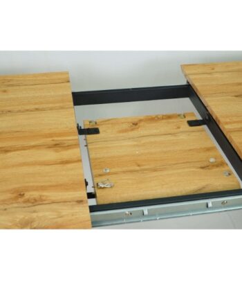 Ironwood Loft Extendable Dining Table – Natural Oak 160-200x90cm Black Metal Base