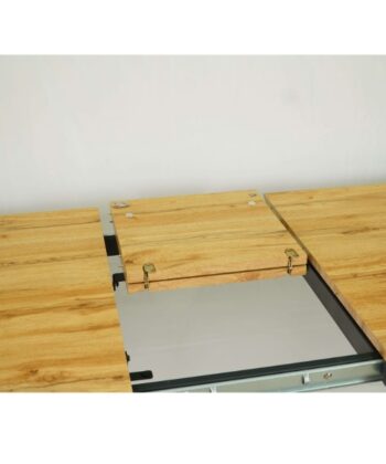 Ironwood Loft Extendable Dining Table – Natural Oak 160-200x90cm Black Metal Base