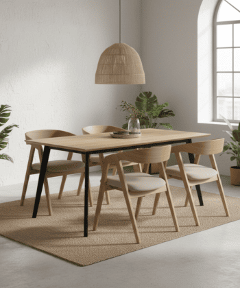 Ironwood Loft Extendable Dining Table – Natural Oak 160-200x90cm Black Metal Base