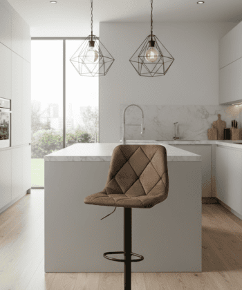 Ivory Luxe Velvet Bar Stool – Adjustable Beige Kitchen Island Chair 45x52x90cm