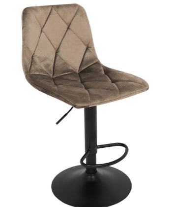 Ivory Luxe Velvet Bar Stool – Adjustable Beige Kitchen Island Chair 45x52x90cm