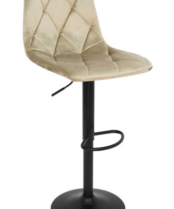 Ivory Luxe Velvet Bar Stool – Adjustable Beige Kitchen Island Chair 45x52x90cm