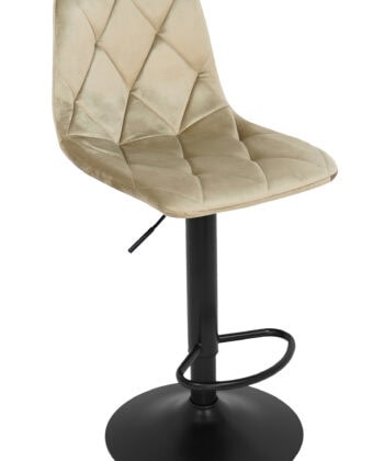 Ivory Luxe Velvet Bar Stool – Adjustable Beige Kitchen Island Chair 45x52x90cm