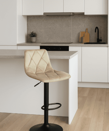 Ivory Luxe Velvet Bar Stool – Adjustable Beige Kitchen Island Chair 45x52x90cm