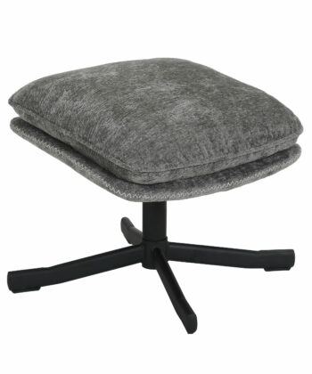 Karmen Swivel Relax Chair – Light Grey Chenille with Ottoman