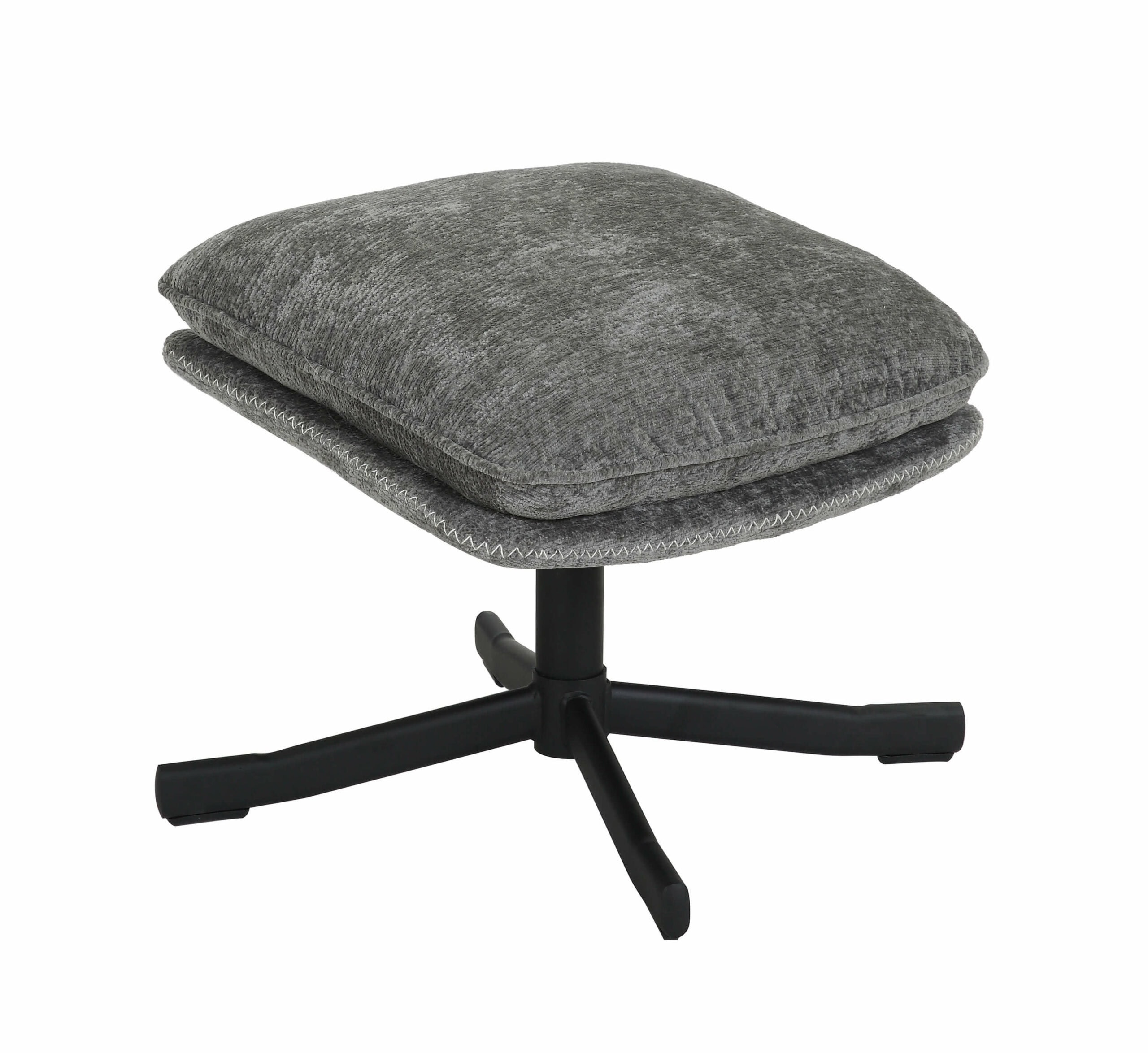 Karmen Swivel Relax Chair – Light Grey Chenille with Ottoman
