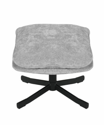 Karmen Swivel Relax Chair – Light Grey Chenille with Ottoman