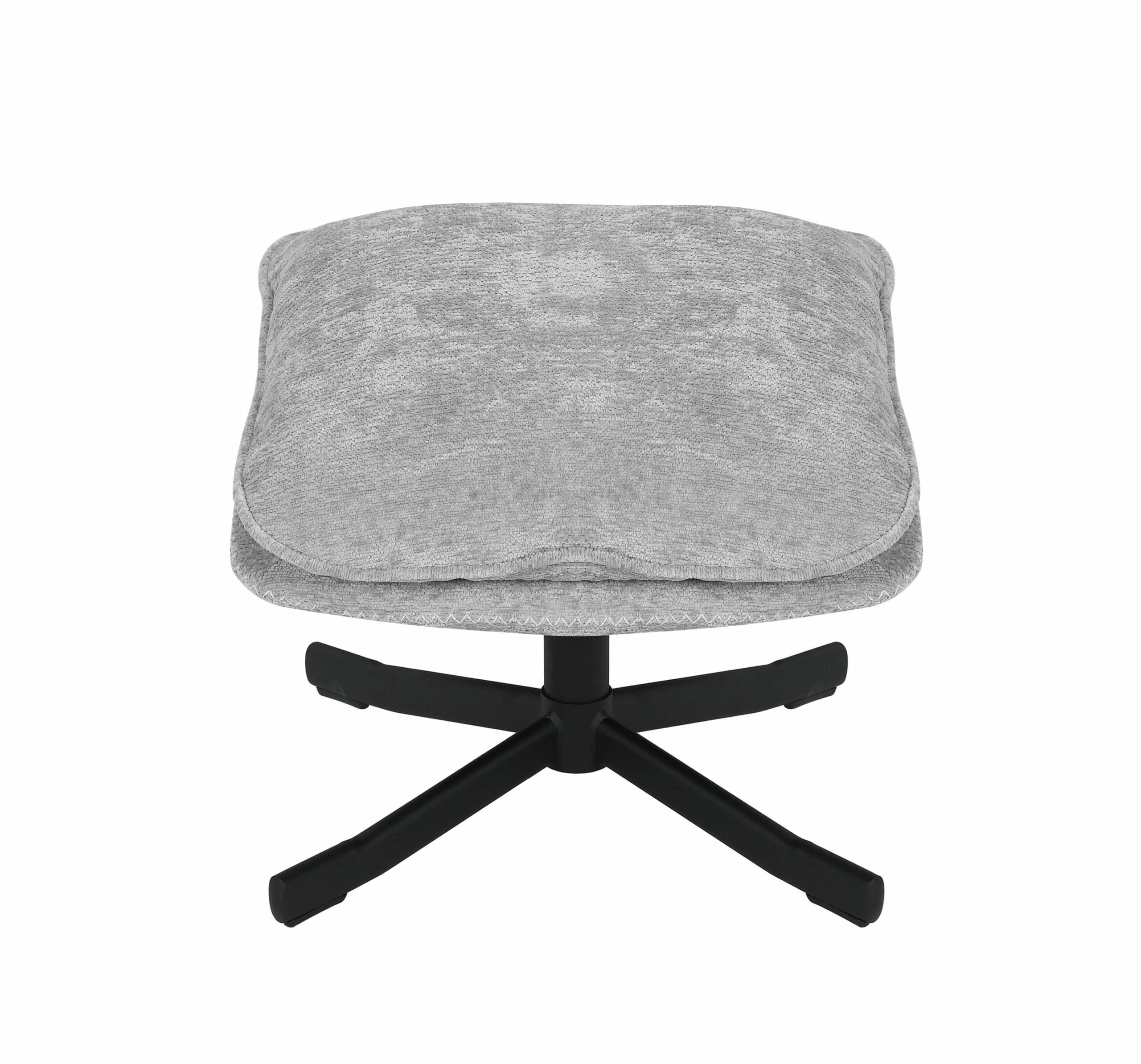 Karmen Swivel Relax Chair – Light Grey Chenille with Ottoman