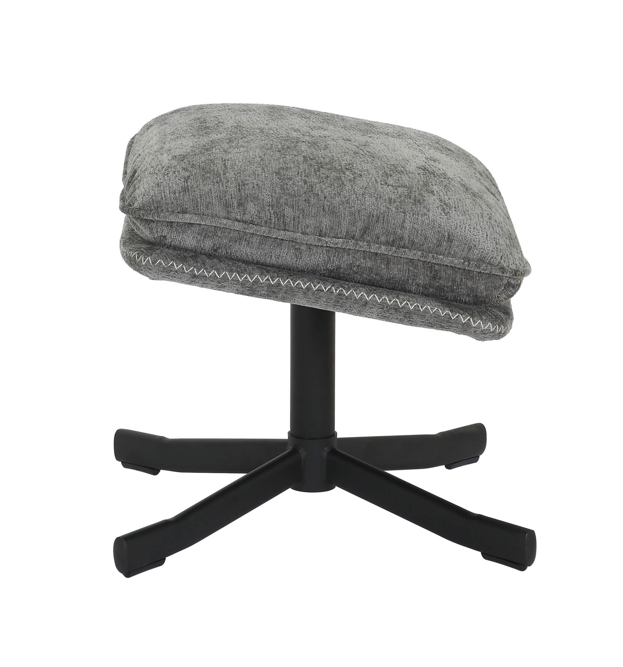 Karmen Swivel Relax Chair – Light Grey Chenille with Ottoman